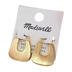 Madewell Earrings 28mm Vintage Gold Tone Chunky Square Triangle Hoops Bohemian